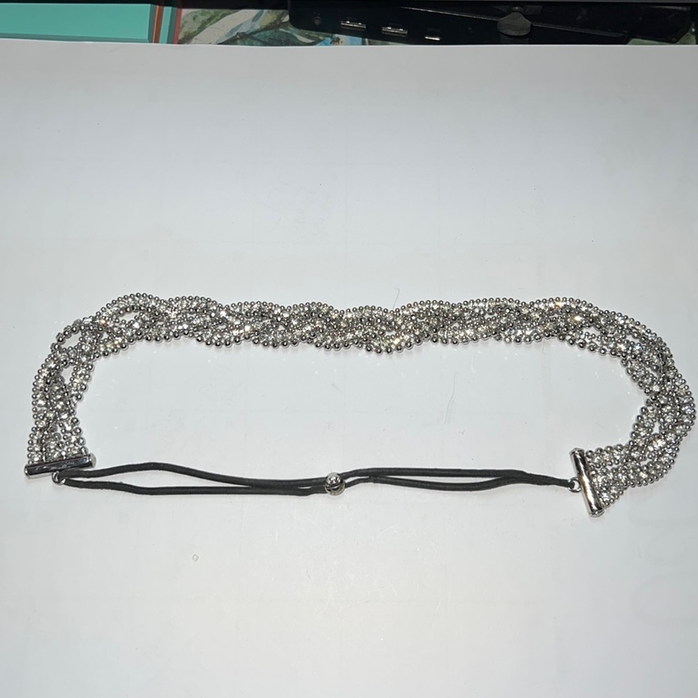 Henri bendel braided rhinestone headband w elastic